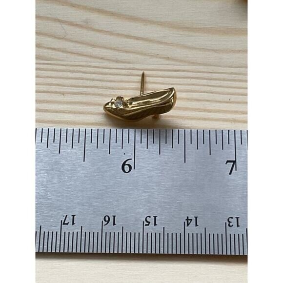 Gold-Tone Avon High Heel Shoe Lapel Pin With Rhinestone Detail - Picture 4 of 5